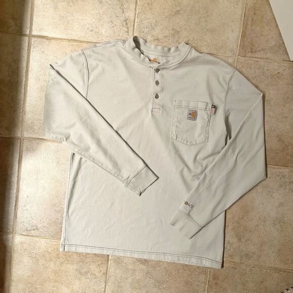 Carhartt Flame Resistance Force Cat 2 2112 Button Henley Long Sleeve Shirt - Picture 1 of 13